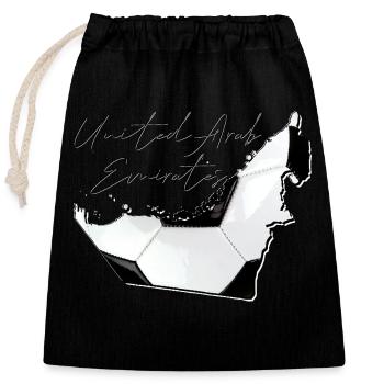 (VAE) Emirate Landkarte umrahmt echten Fußball EN - Verschließbarer Geschenkbeutel aus Baumwolle (25x30cm) - Schwarz - Vorne