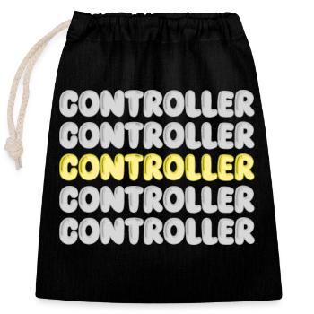 Work Controller - Closable cotton gift bag (25x30cm) - black - Front