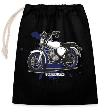 S51 (white) // Illustration - Closable cotton gift bag (25x30cm) - black - Front