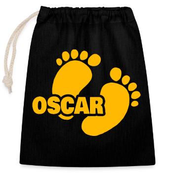 Geschenk für Oscar - Verschließbarer Geschenkbeutel aus Baumwolle (25x30cm) - Schwarz - Vorne