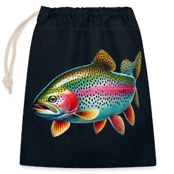 Truite arc-en-ciel - Sac cadeau en coton avec cordon (25 x 30 cm) - bleu marine - Devant