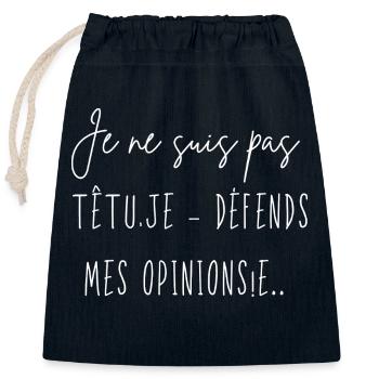 I'm not stubborn - Closable cotton gift bag (25x30cm) - navy - Front