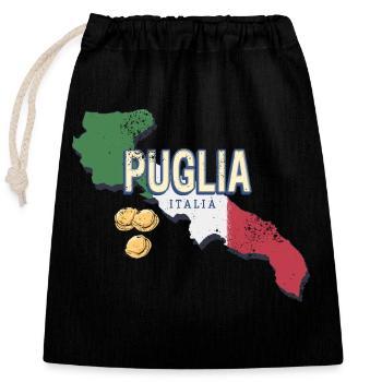 Pouilles Italie Région Rétro Vintage Souvenir - Sac cadeau en coton avec cordon (25 x 30 cm) - noir - Devant