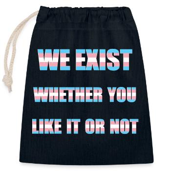 We Exist - Transgender Flag - Closable cotton gift bag (25x30cm) - navy - Front