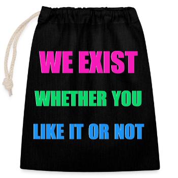 We Exist - Polysexual Flag - Closable cotton gift bag (25x30cm) - black - Front