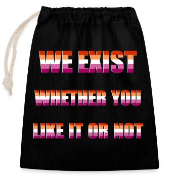 We Exist - Lesbian Flag - Closable cotton gift bag (25x30cm) - black - Front