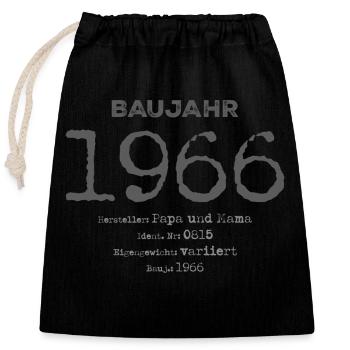Baujahr 1966 - Verschließbarer Geschenkbeutel aus Baumwolle (25x30cm) - Schwarz - Vorne