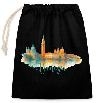 Venice Venezia City - Closable cotton gift bag (25x30cm) - black - Front