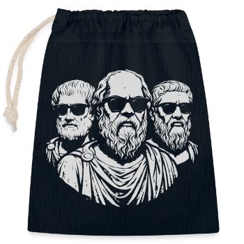 Sokrates, Aristoteles und Platon mit schwarzen Brillen - Verschließbarer Geschenkbeutel aus Baumwolle (25x30cm) - Navy - Vorne