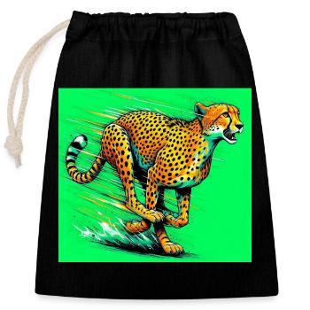 cheetah - Closable cotton gift bag (25x30cm) - black - Front