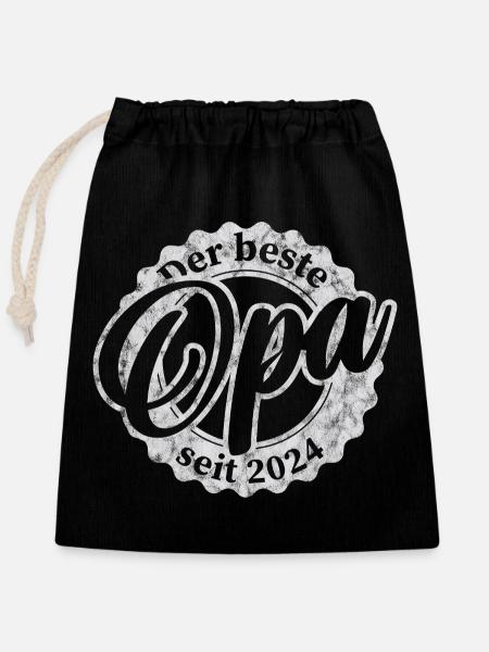 Der Beste Opa seit 2024 - Verschließbarer Geschenkbeutel aus Baumwolle (25x30cm) - Schwarz