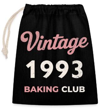 Vintage 1993 – Baking Club Retro Geburtsjahr - Verschließbarer Geschenkbeutel aus Baumwolle (25x30cm) - Schwarz - Vorne