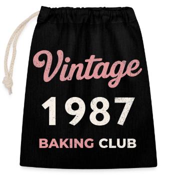 Vintage 1987 – Baking Club Retro Geburtsjahr - Verschließbarer Geschenkbeutel aus Baumwolle (25x30cm) - Schwarz - Vorne