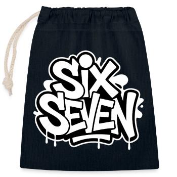 Six Seven 67 - Mèmes Drôles de la Gen Alpha - Sac cadeau en coton avec cordon (25 x 30 cm) - bleu marine - Devant