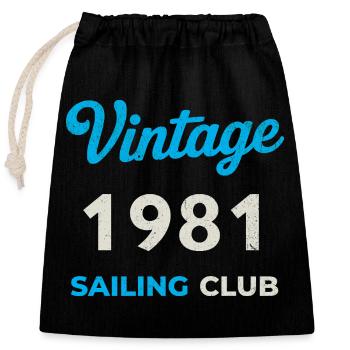 Vintage 1981 – Sailing Club Retro Birth Year - Closable cotton gift bag (25x30cm) - black - Front