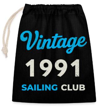 Vintage 1991 – Sailing Club Retro Year of Birth - Closable cotton gift bag (25x30cm) - black - Front