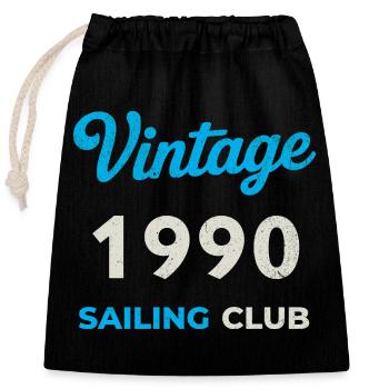 Vintage 1990 – Sailing Club Retro Year of Birth - Closable cotton gift bag (25x30cm) - black - Front
