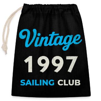Vintage 1997 – Sailing Club Retro Birth Year - Closable cotton gift bag (25x30cm) - black - Front