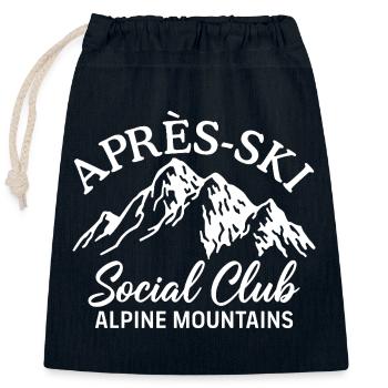 Après Ski Social Club Alpine Mountains - Sac cadeau en coton avec cordon (25 x 30 cm) - bleu marine - Devant