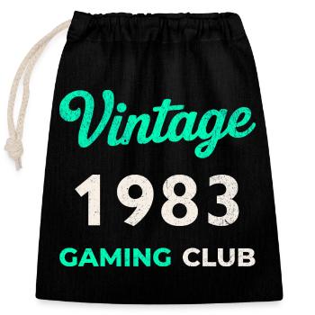 Vintage 1983 – Gaming Club Retro Birth Year - Closable cotton gift bag (25x30cm) - black - Front