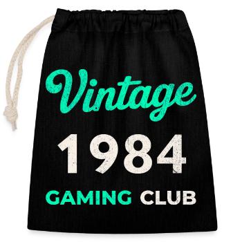 Vintage 1984 – Gaming Club Retro Birth Year - Closable cotton gift bag (25x30cm) - black - Front