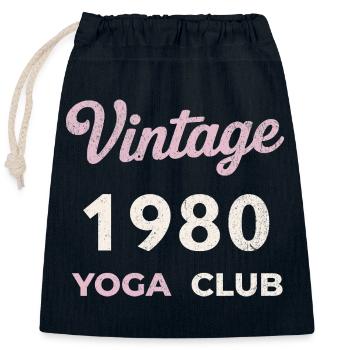 Vintage Yoga Club des années 1980 Année de naissance rétro Vintage - Sac cadeau en coton avec cordon (25 x 30 cm) - bleu marine - Devant