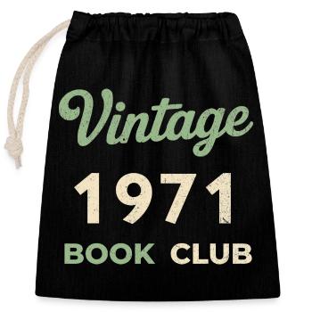 Cadeau rétro de l’année de naissance vintage du club de lecture de 1971 - Sac cadeau en coton avec cordon (25 x 30 cm) - noir - Devant