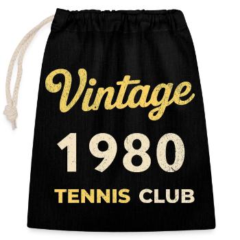 Cadeau d’anniversaire rétro vintage du club de tennis des années 1980 - Sac cadeau en coton avec cordon (25 x 30 cm) - noir - Devant