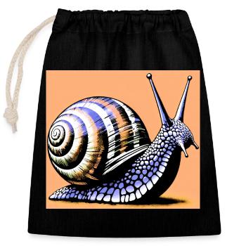 Snail - Closable cotton gift bag (25x30cm) - black - Front