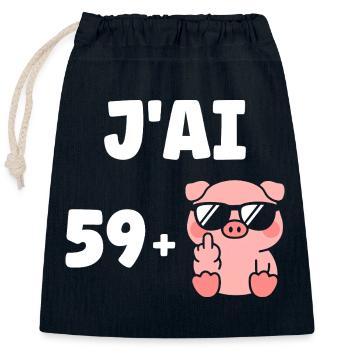 60 years - Closable cotton gift bag (25x30cm) - navy - Front