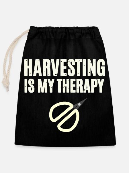 Harvesting Is My Therapy - Verschließbarer Geschenkbeutel aus Baumwolle (25x30cm) - Schwarz