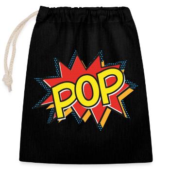 POP - Comic Strip Action Bubble - Pop Art - Yellow - Closable cotton gift bag (25x30cm) - black - Front