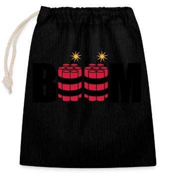 boom lit tnt dynamite explode explosion - Closable cotton gift bag (25x30cm) - black - Front