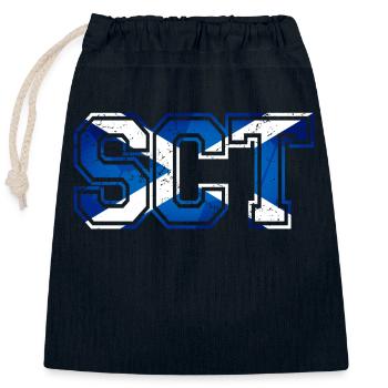SCT Écosse - Sac cadeau en coton avec cordon (25 x 30 cm) - bleu marine - Devant