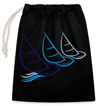 équipe club 3 hobby marins marins vagues bateau à voile - Sac cadeau en coton avec cordon (25 x 30 cm) - noir - Devant