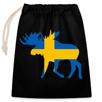 Elch Schweden Flagge Skandinavien Jagen Jagd - Verschließbarer Geschenkbeutel aus Baumwolle (25x30cm) - Schwarz - Vorne