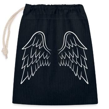 Angel's joining wing white - Closable cotton gift bag (25x30cm) - navy - Front