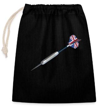 Great Britain darts arrow - Closable cotton gift bag (25x30cm) - black - Front