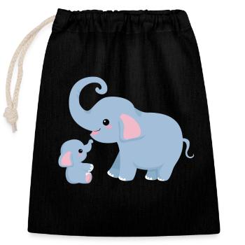Maman et moi mignon éléphant avec cadeau de maman - Sac cadeau en coton avec cordon (25 x 30 cm) - noir - Devant