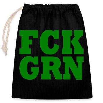 Fck grn - Verschließbarer Geschenkbeutel aus Baumwolle (25x30cm) - Schwarz - Vorne