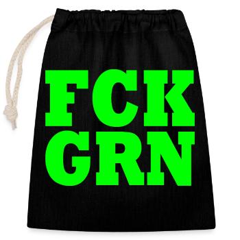 Fck grn - Verschließbarer Geschenkbeutel aus Baumwolle (25x30cm) - Schwarz - Vorne