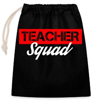 teacher squad - Verschließbarer Geschenkbeutel aus Baumwolle (25x30cm) - Schwarz - Vorne