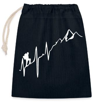 Heartbeat - Hiking - Mountains - Closable cotton gift bag (25x30cm) - navy - Front