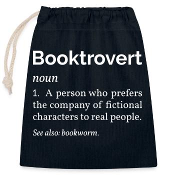 Booktrovert Definition I - Amateur de livres - Sac cadeau en coton avec cordon (25 x 30 cm) - bleu marine - Devant