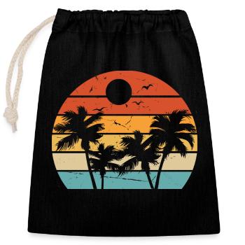 Palmen Kokospalmen Beach Strand Retro - Verschließbarer Geschenkbeutel aus Baumwolle (25x30cm) - Schwarz - Vorne
