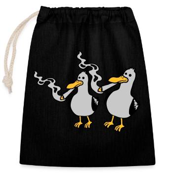 2 Amis Stoner Seagull - Sac cadeau en coton avec cordon (25 x 30 cm) - noir - Devant
