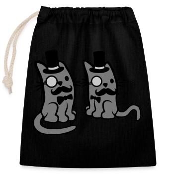 Herren 2 Katzen Freunde - Verschließbarer Geschenkbeutel aus Baumwolle (25x30cm) - Schwarz - Vorne