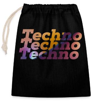 Techno Rave Design elektronische Musik Party 2022 - Verschließbarer Geschenkbeutel aus Baumwolle (25x30cm) - Schwarz - Vorne