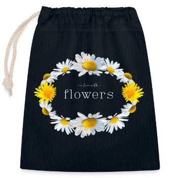 Flowers - Verschließbarer Geschenkbeutel aus Baumwolle (25x30cm) - Navy - Vorne