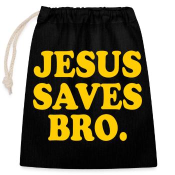 Jesus saves bro - Verschließbarer Geschenkbeutel aus Baumwolle (25x30cm) - Schwarz - Vorne